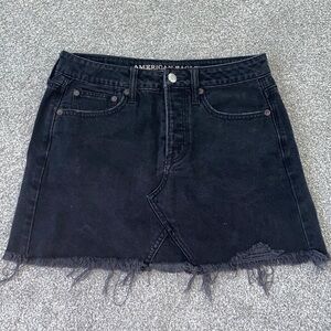 American Eagle Black Distressed Denim Skirt